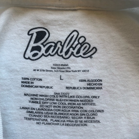 Barbie Women’s Size L White Raised Graphic Printed Shirt Weekend Vibes Casual - Picture 10 of 16
